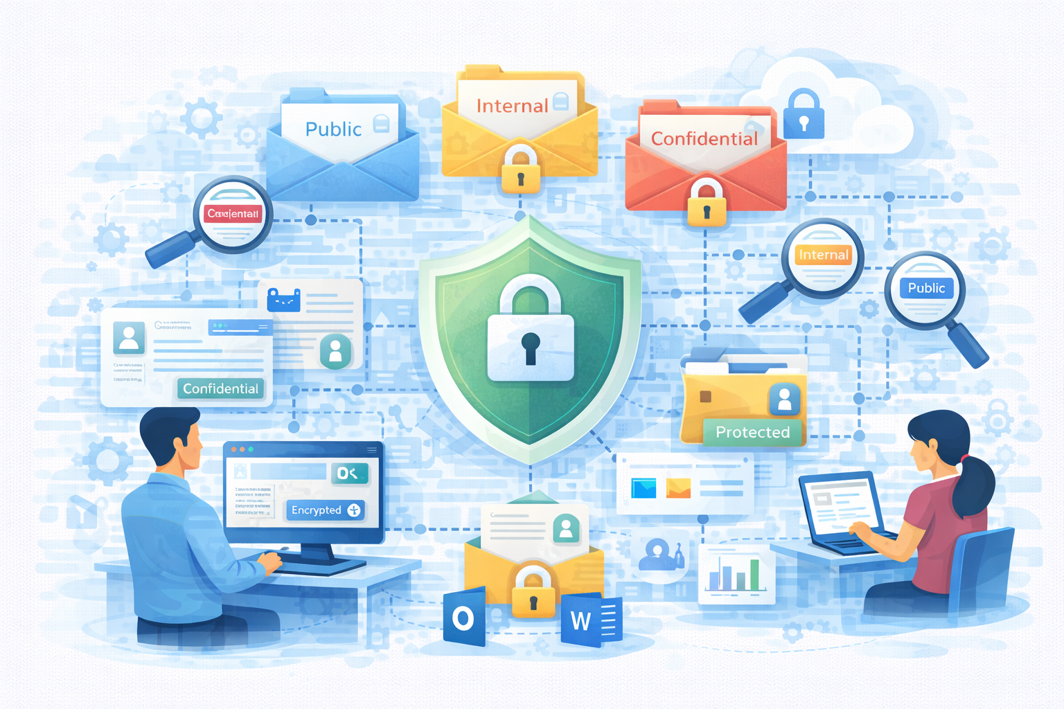 Ilustrasi perlindungan informasi untuk melindungi data sensitif