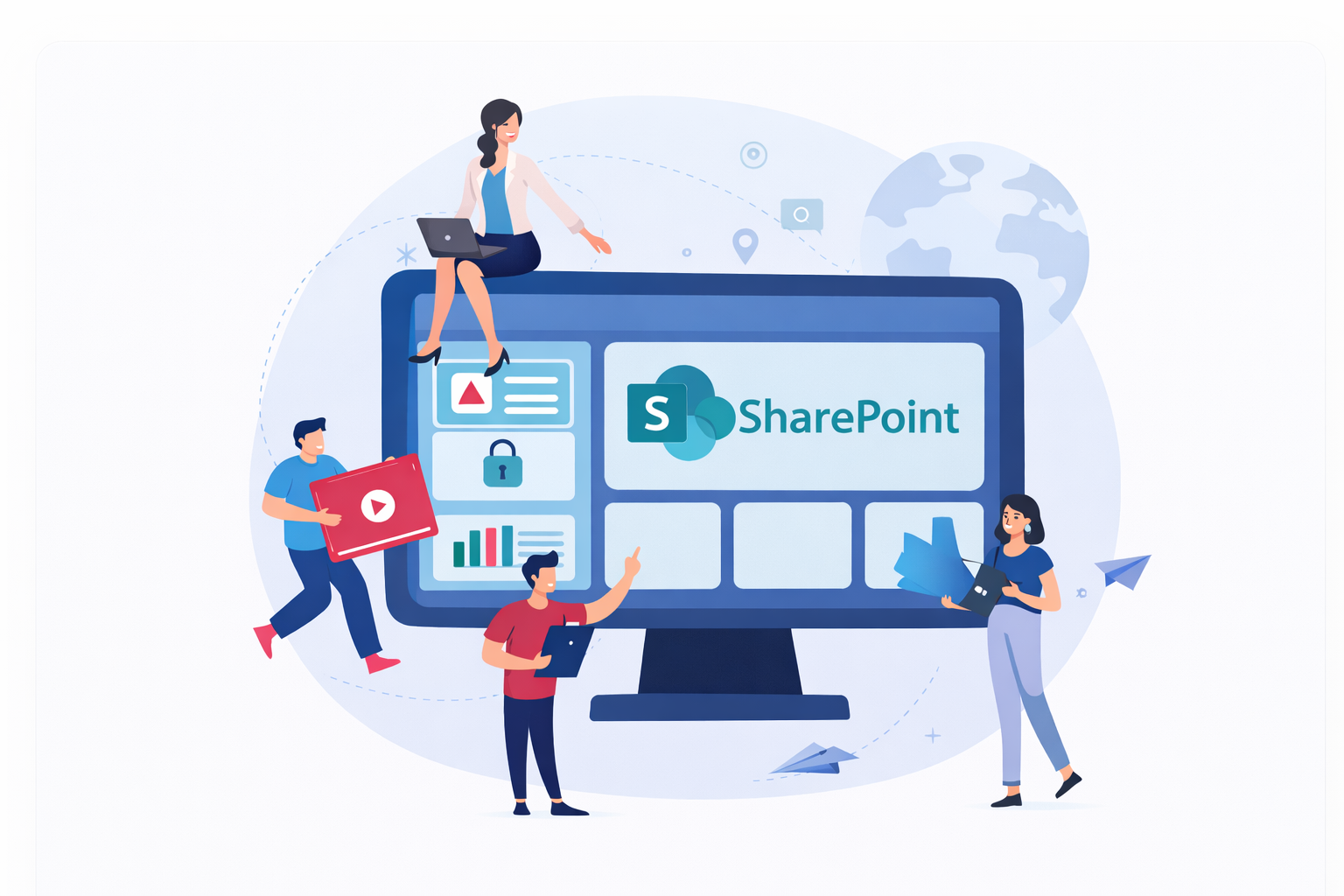 Ilustrasi portal intranet dan situs tim di SharePoint